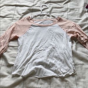 PACSUN pink and white baseball tee